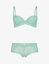Ensemble en dentelle et résille - vert clair - 1