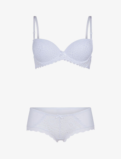 Ensemble en dentelle et résille - blanc - 1
