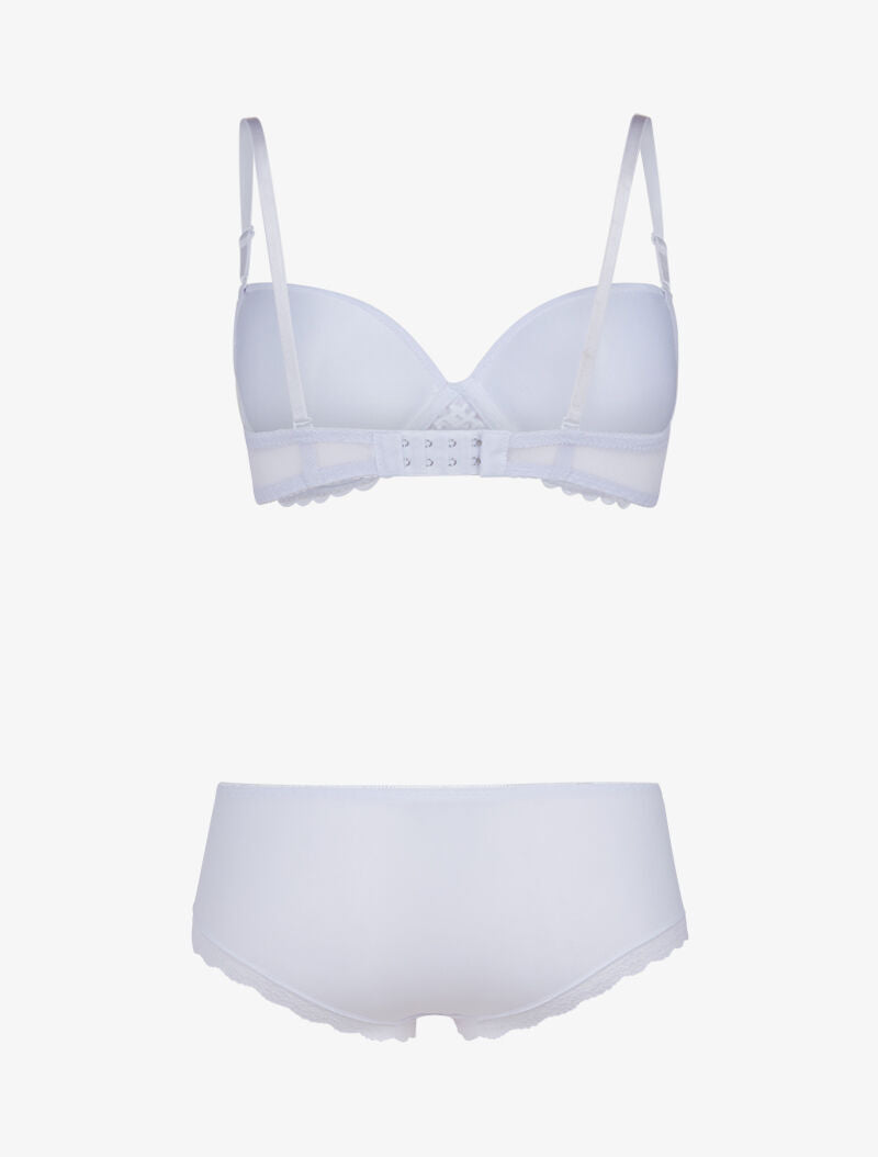 Ensemble en dentelle et résille - blanc - 2