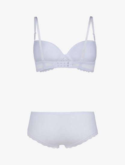 Ensemble en dentelle et résille - blanc - 2