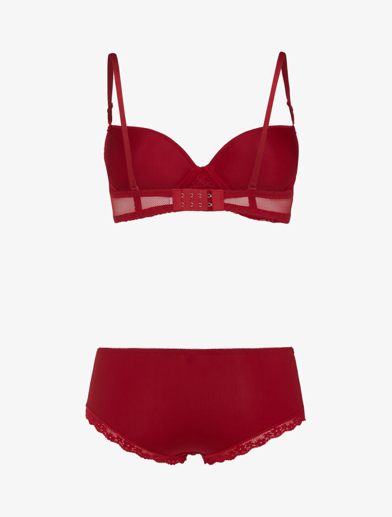 Ensemble en dentelle et résille - bordeaux - 2