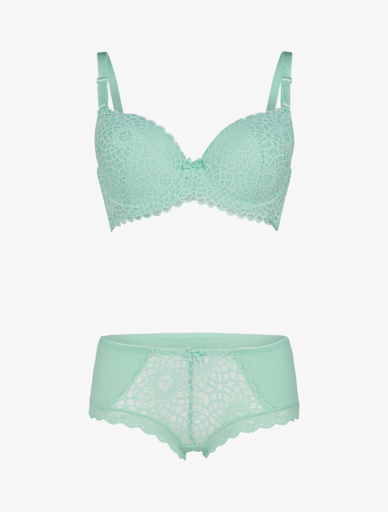 Ensemble à broderie style rosace - turquoise - 1