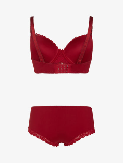 Ensemble à broderie style rosace - lie de vin - 2