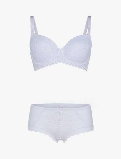 Ensemble à broderie style rosace - blanc - 1