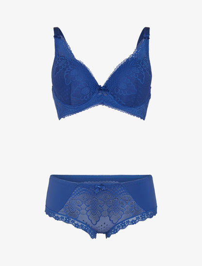 Ensemble à fleurs stylisées - bleu - 3