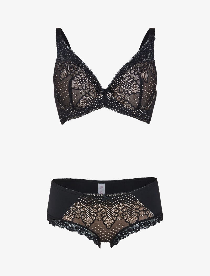 Ensemble à fleurs stylisées - noir/nude - 3