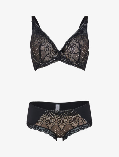 Ensemble à fleurs stylisées - noir/nude - 3