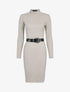 Robe-pull côtelée à col montant - taupe - 4