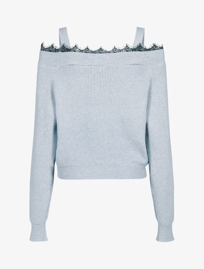 Pull à épaules dénudées - gris clair - 2