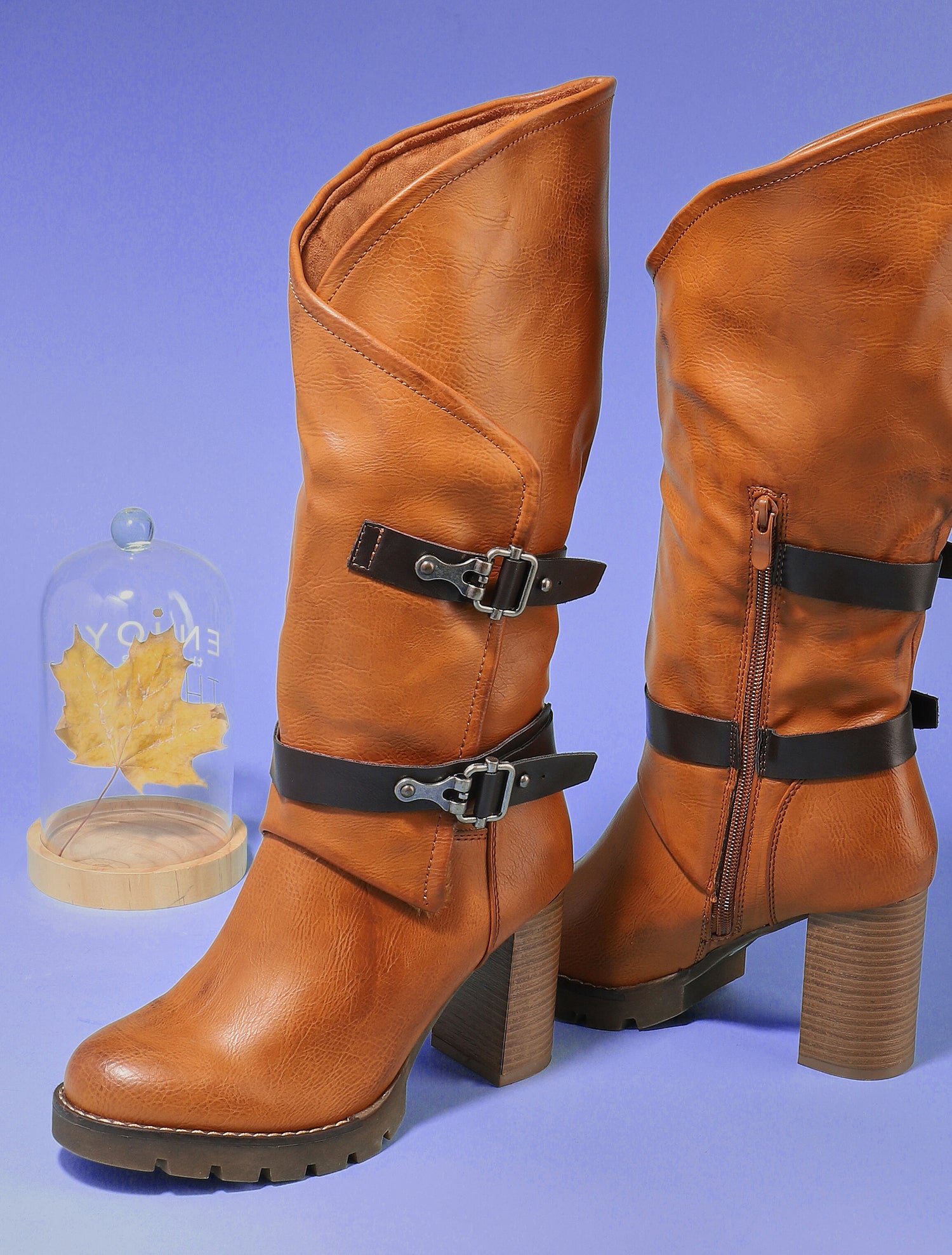 Bottes  à revers asymétrique - camel - 6