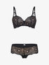 Ensemble en dentelle à bretelles stylisées - noir/beige - 1