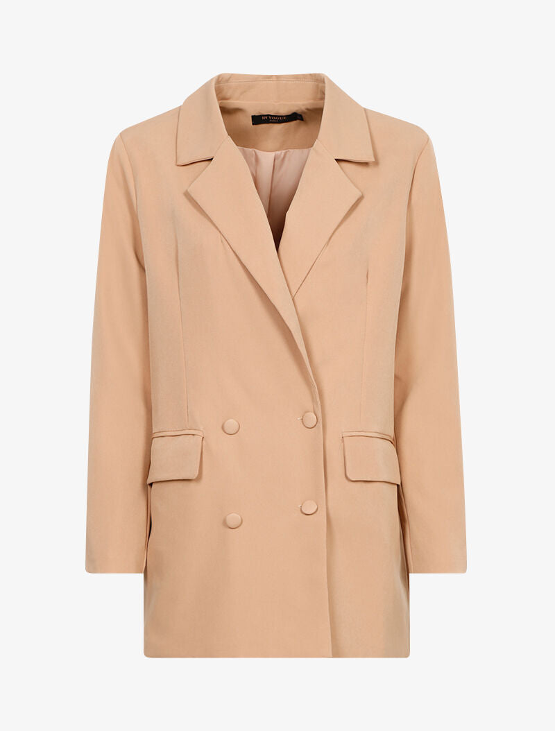 Blazer coupe ample à fermeture croisée - beige - 1