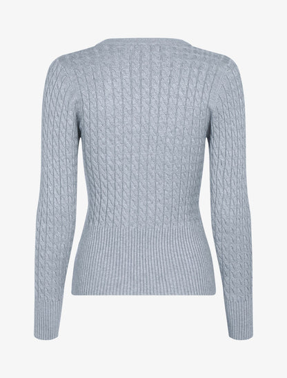 Pull court en maille torsadée - gris clair - 2