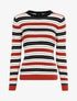 Pull côtelé à rayures bicolore - marron/noir/écru - 1