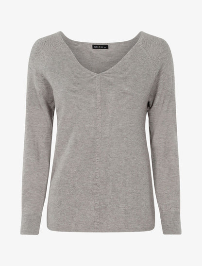 Pull stretch à détail tressé - gris chiné - 1
