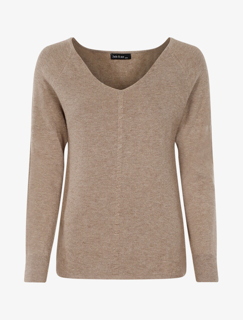 Pull stretch à détail tressé - taupe - 2