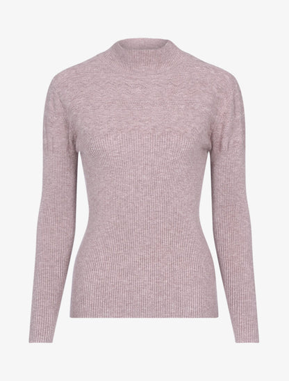 Pull côtelé à détails géométriques - taupe - 1