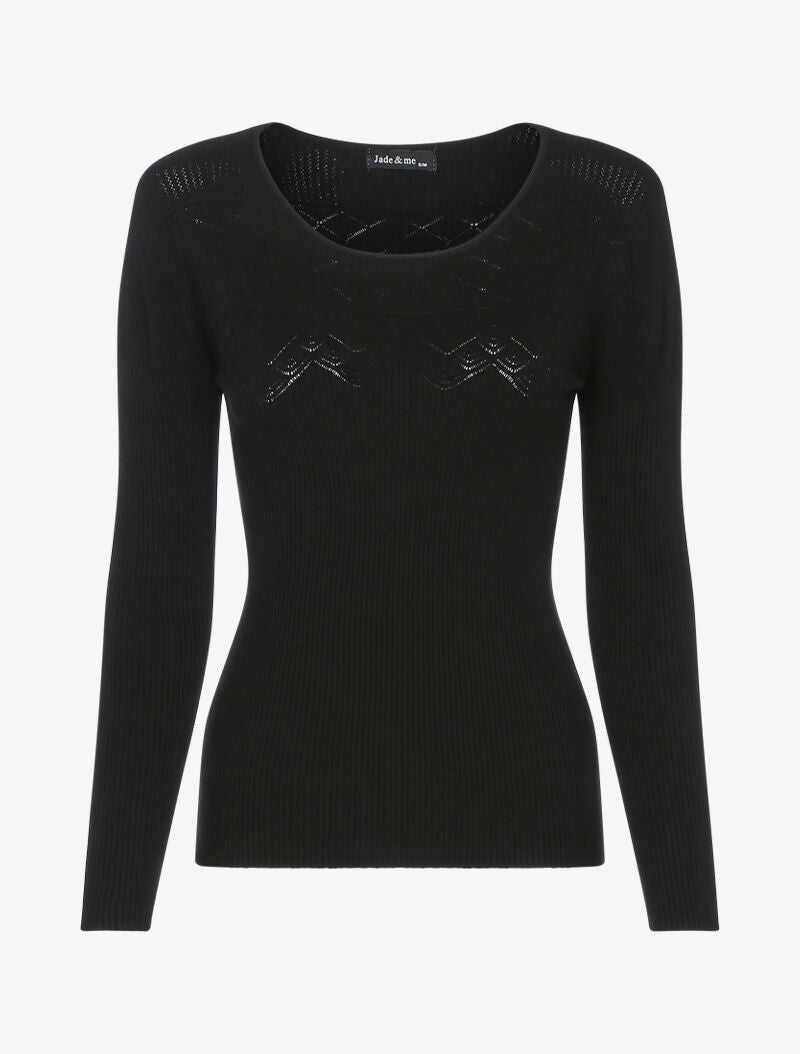 Pull à détails géométriques - noir - 3