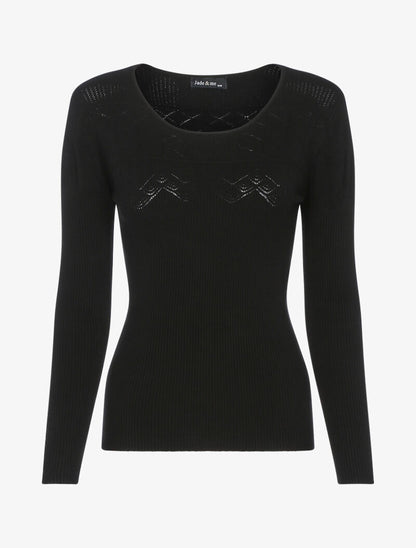 Pull à détails géométriques - noir - 3