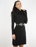 Robe pull à manches bishop et détails géométriques - noir - 4