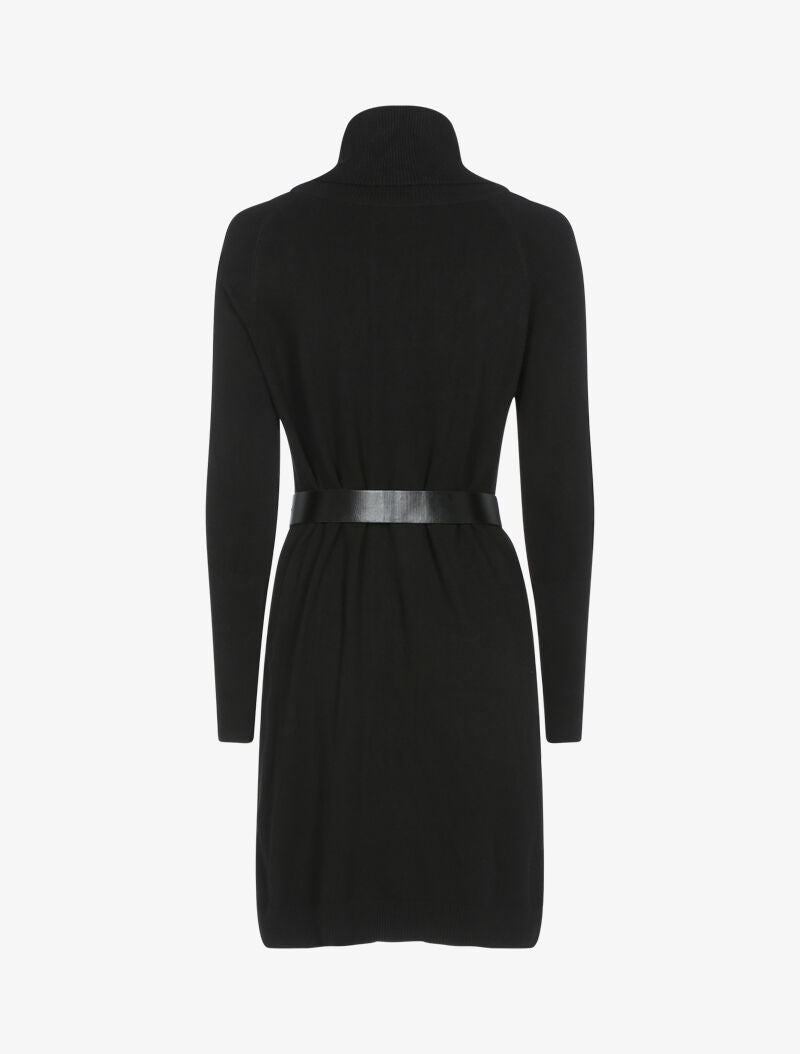 Robe pull à manches bishop et détails géométriques - noir - 3
