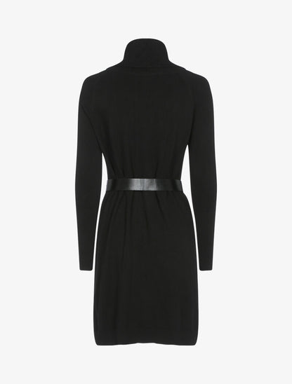 Robe pull à manches bishop et détails géométriques - noir - 3