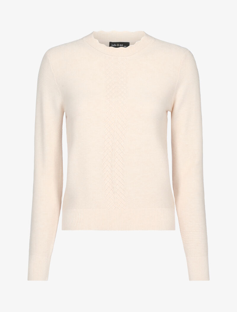 Pull court à bande géométrique - beige - 1