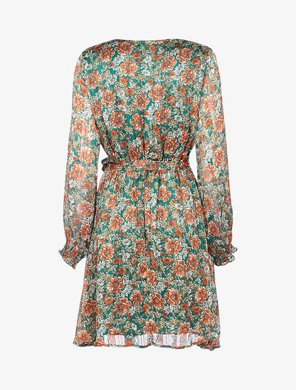 Robe à rayures irisées et fleurs - vert - 2