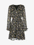 Robe à rayures irisées et fleurs stylisées - noir - 1