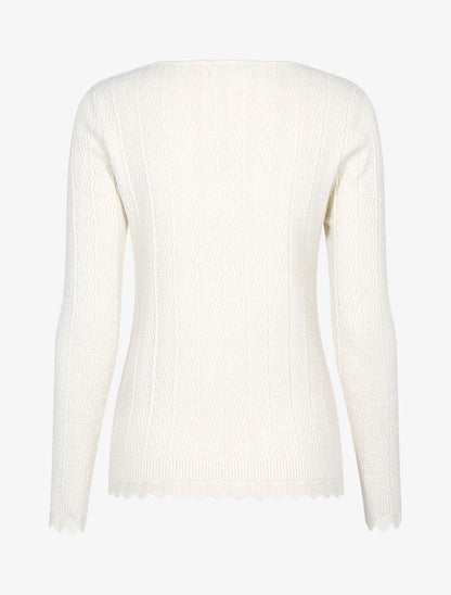 Pull texturé à bords ondulés - beige - 3