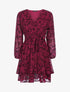 Robe patineuse effet velours fleurie - bordeaux - 1
