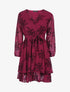 Robe patineuse effet velours et fleurs graphiques - bordeaux - 3