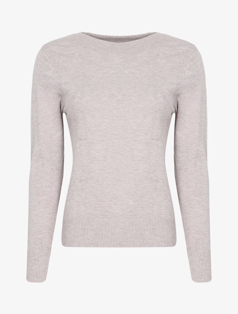 Pull fin à relief style flots - gris chiné - 2