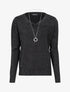 Pull loose pailleté à col V - noir - 3