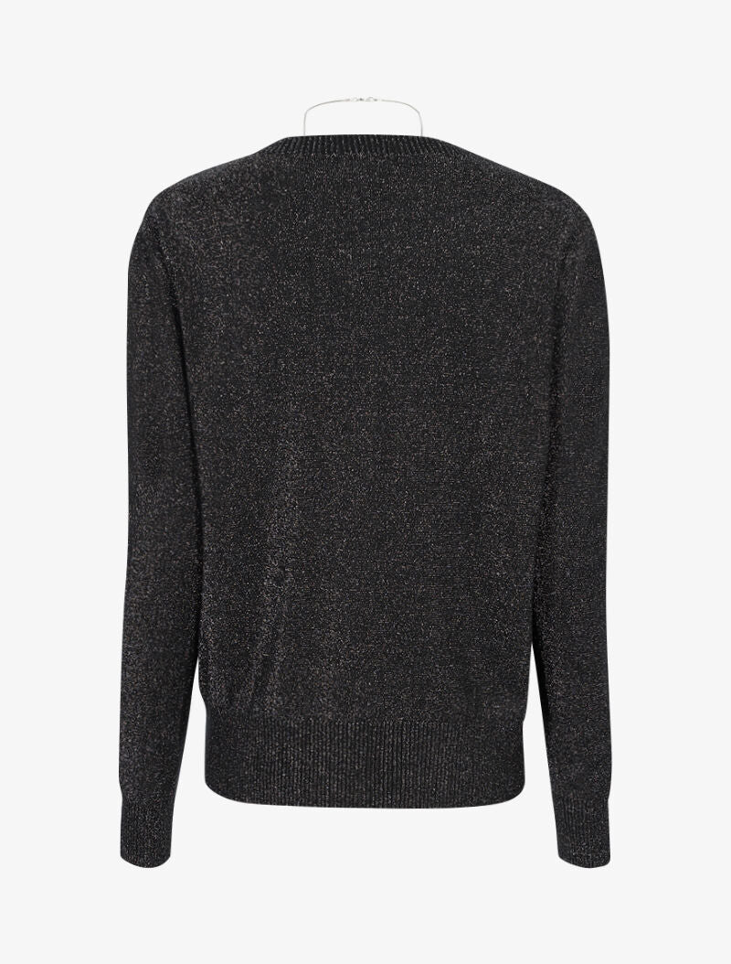 Pull loose pailleté à col V - noir - 2