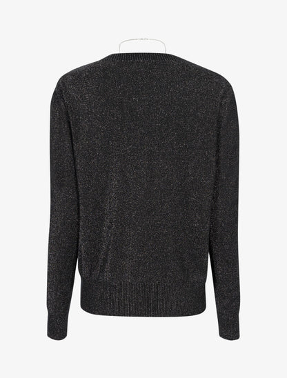 Pull loose pailleté à col V - noir - 2