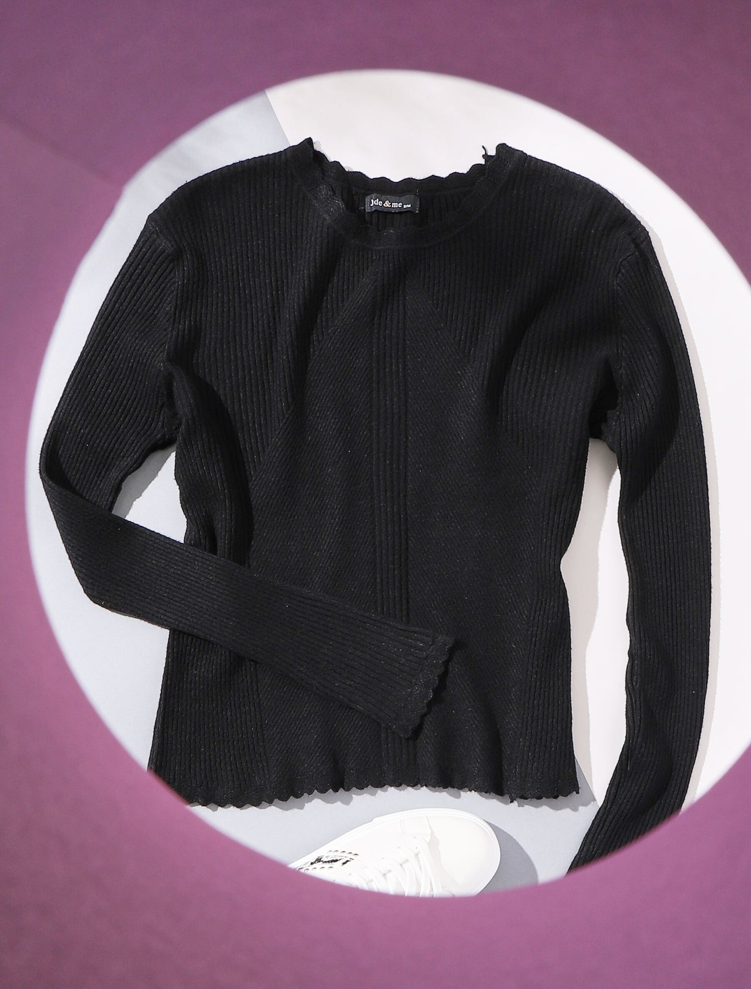 Pull à jeu de côtelage - noir - 4