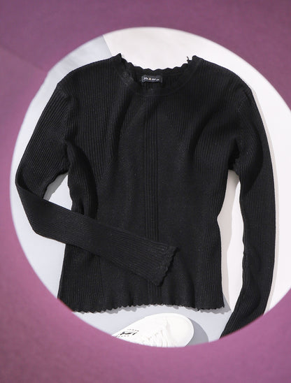 Pull à jeu de côtelage - noir - 4