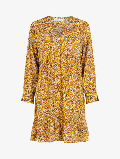 Robe à imprimé pétales graphiques - jaune - 1