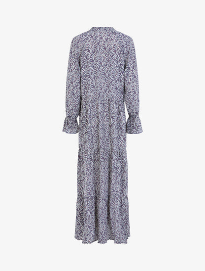 Robe longue fleurie coupe trapèze - violet - 2