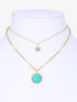 Collier multirang à soleils stylisés marbrés - or/turquoise - 1