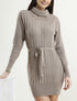 Robe-pull à détails tressés et relief - taupe - 1