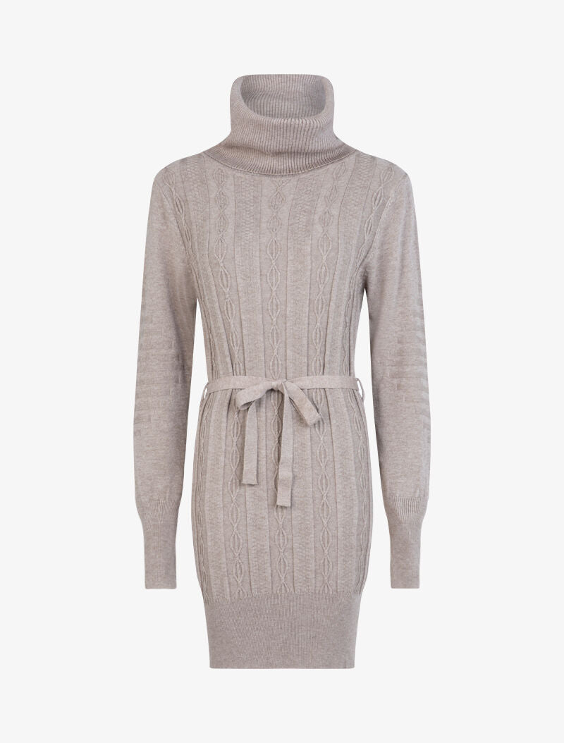 Robe-pull à détails tressés et relief - taupe - 2