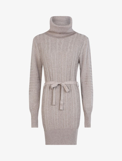 Robe-pull à détails tressés et relief - taupe - 2