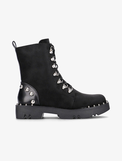 Boots rock bimatière à semelle carrée - noir - 1