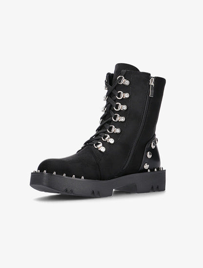 Boots rock bimatière à semelle carrée - noir - 3