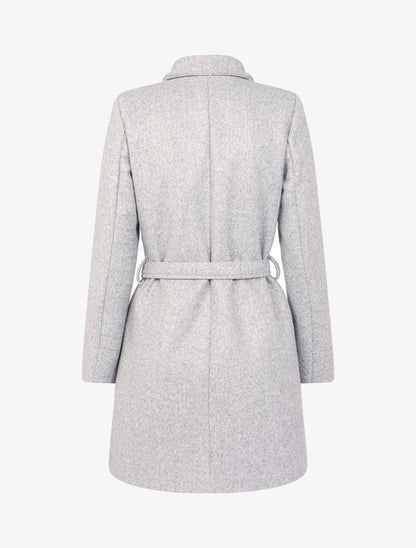 Manteau uni à col cranté - gris clair - 2
