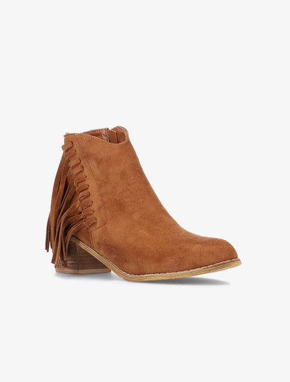 Bottines en suédine à côté frangé - camel - 2