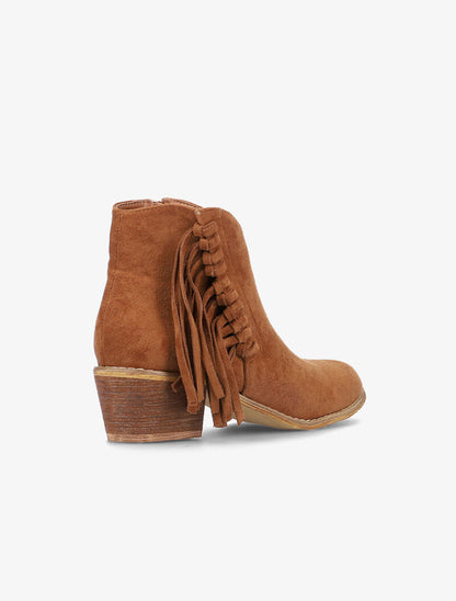 Bottines en suédine à côté frangé - camel - 4