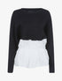Pull bi matière à bord volanté - noir - 1